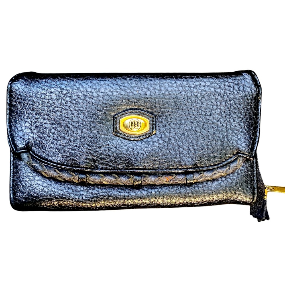 Vintage Elegant Black Leather Clutch Wallet